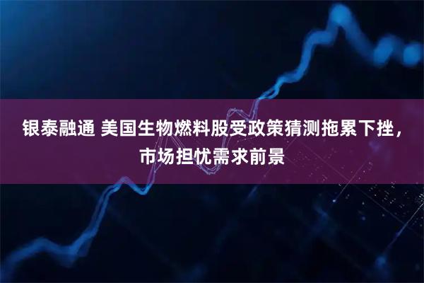 银泰融通 美国生物燃料股受政策猜测拖累下挫，市场担忧需求前景