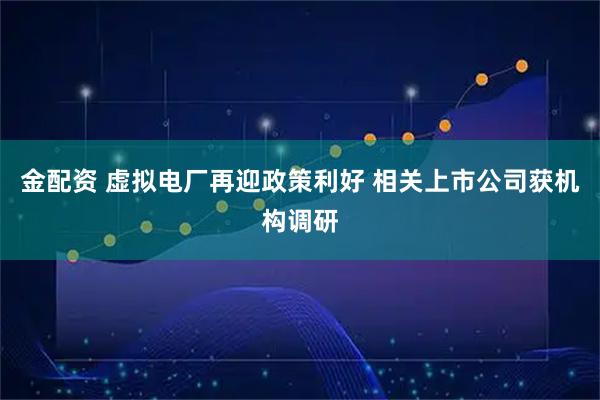 金配资 虚拟电厂再迎政策利好 相关上市公司获机构调研