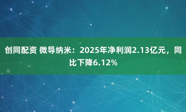 创同配资 微导纳米：2025年净利润2.13亿元，同比下降6.12%